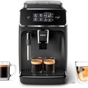 Philips 2200 Series Fully Automatic Espresso Machine, Classic Milk Frother, 2 Coffee Varieties, Intuitive Touch Display, 100% Ceramic Grinder, AquaClean Filter, Aroma Seal, Black