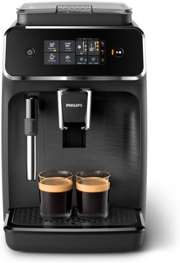 Philips 2200 Series Fully Automatic Espresso Machine, Classic Milk Frother, 2 Coffee Varieties, Intuitive Touch Display, 100% Ceramic Grinder, AquaClean Filter, Aroma Seal, Black