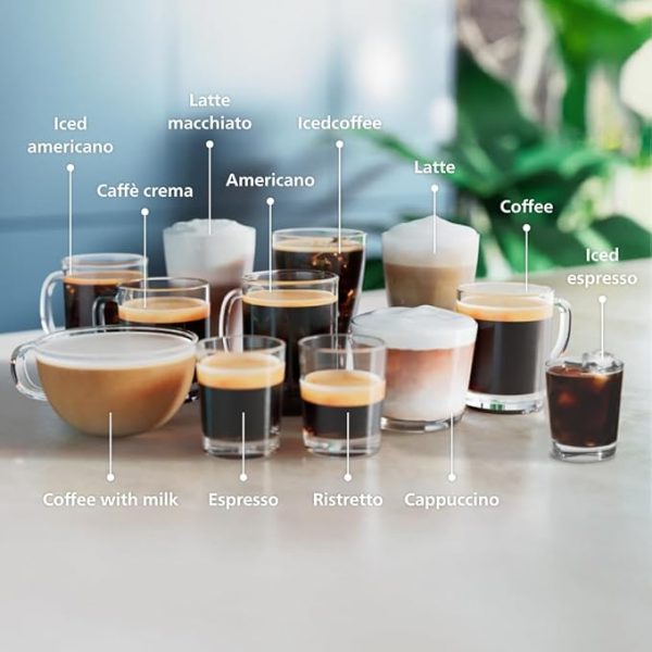 PHILIPS 4400 Series Fully Automatic Espresso Machine – 12 Hot & Iced Coffees, Quick-to-Clean LatteGo Milk System, SilentBrew, QuickStart, Ceramic Grinder, Black Chrome
