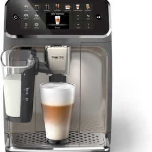 PHILIPS 4400 Series Fully Automatic Espresso Machine – 12 Hot & Iced Coffees, Quick-to-Clean LatteGo Milk System, SilentBrew, QuickStart, Ceramic Grinder, Black Chrome